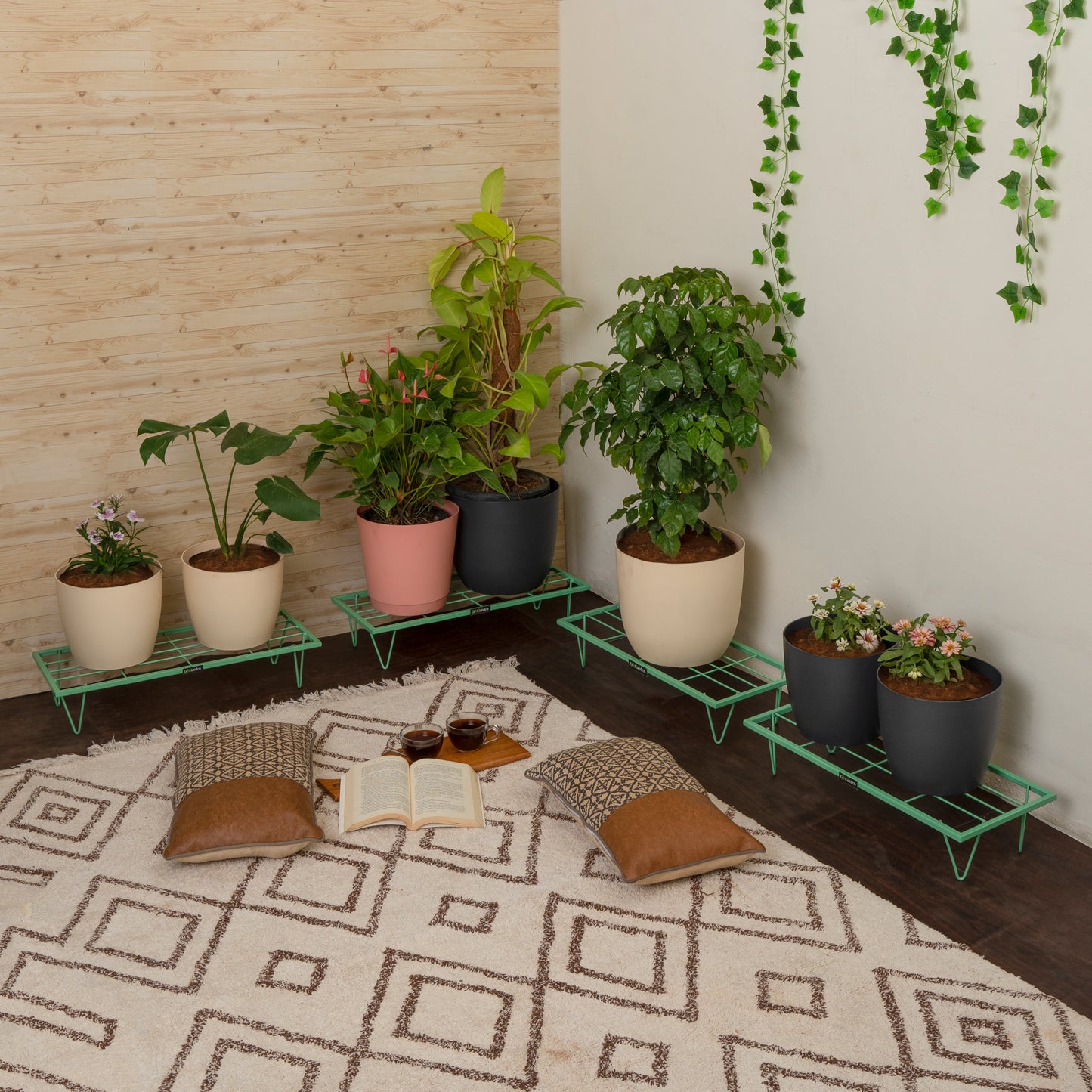 Rectangle Plant Stand-Green