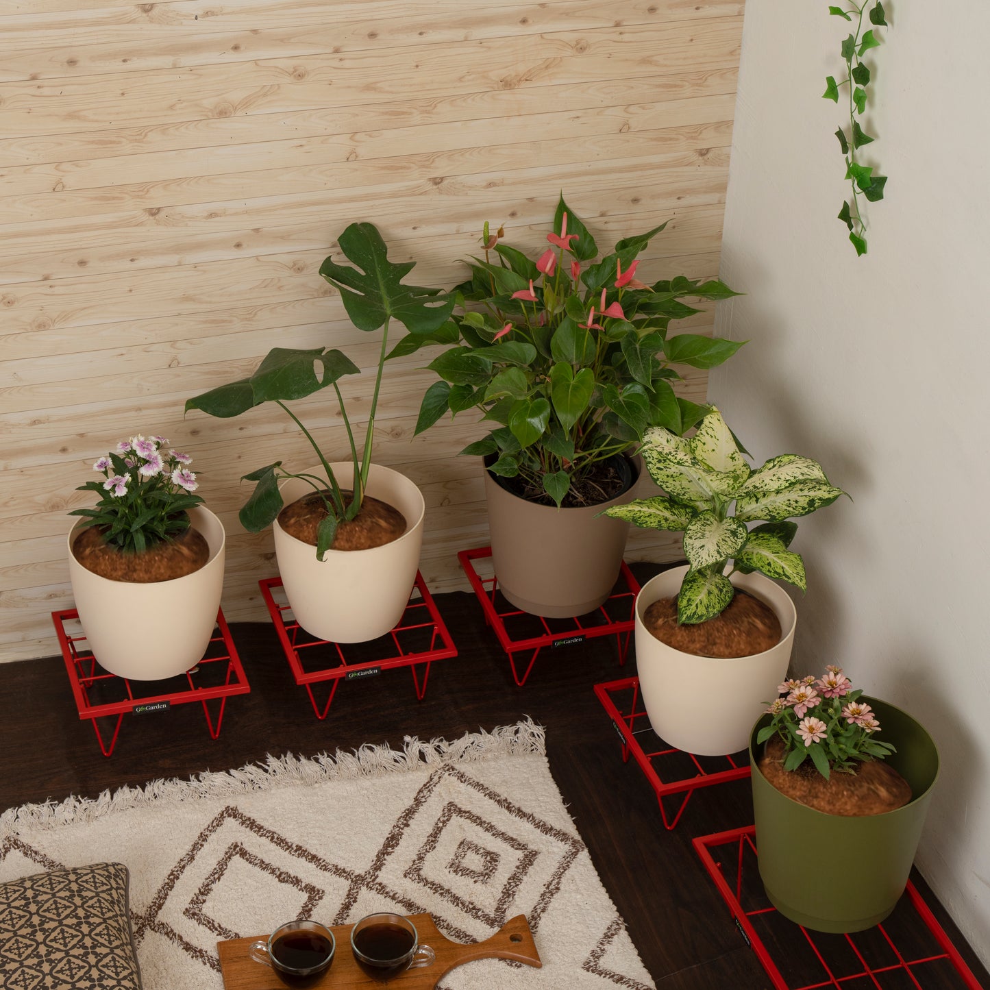 Square Plant Stand-Red