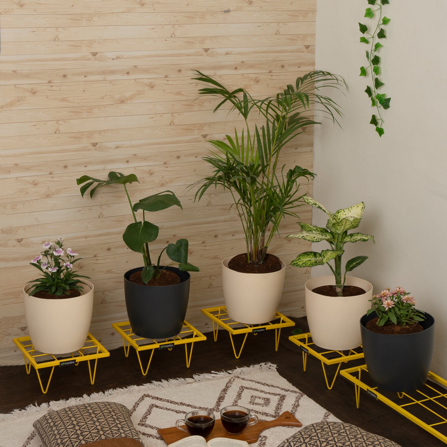 Square Plant Stand-Yellow